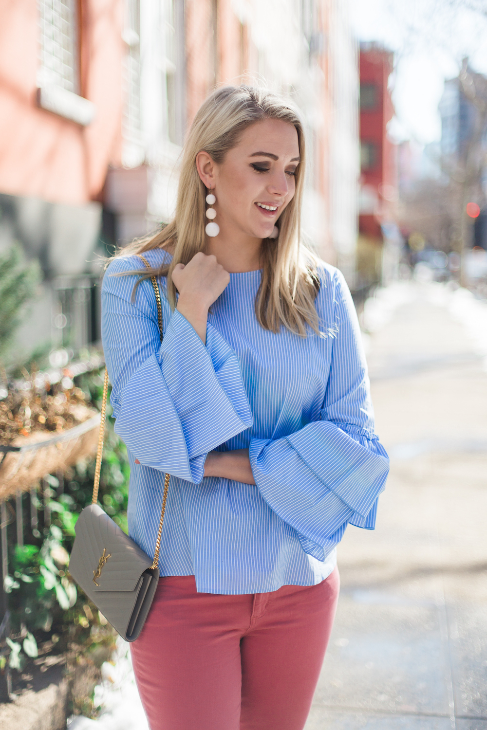 Blue and White Striped Bell Sleeves - Kayleigh's Kloset