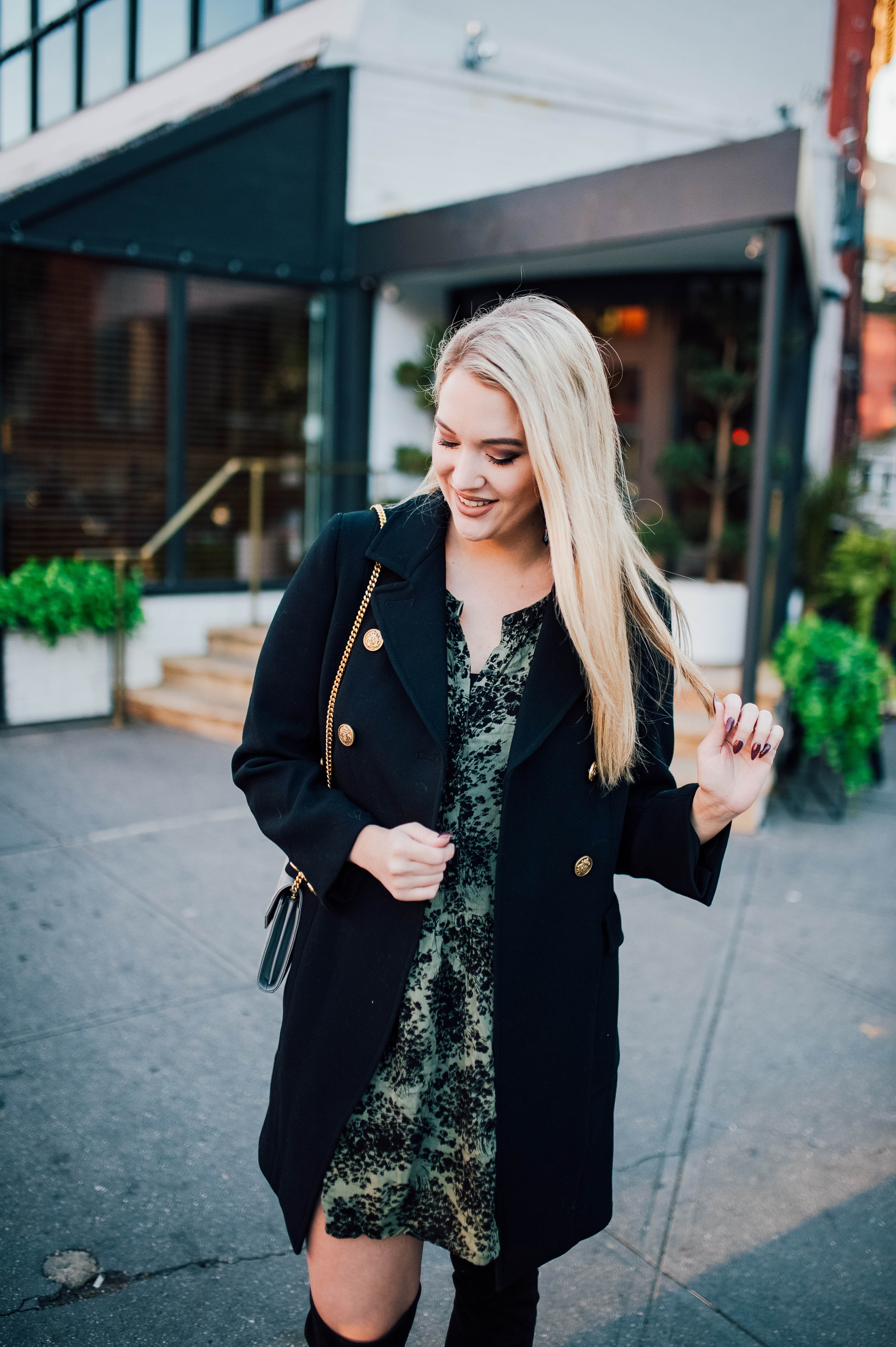Olive Dress and The Perfect Black Coat - Kayleigh's Kloset